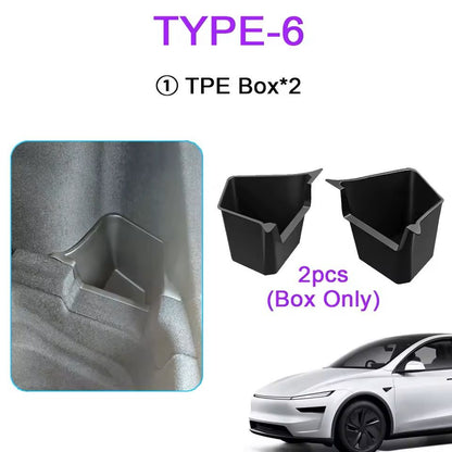 JuniperFit Trunk Organizer  Side Storage Box With Flocked TPE Mat For Tesla Model Y 20202025 9