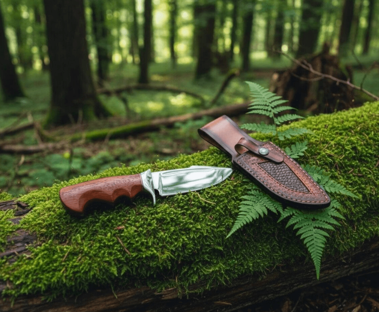 Handmade D2 Steel Custom Bowie Knife – 4.5 Razor-Sharp Blade, Padauk Wood Handle, Leather Sheath