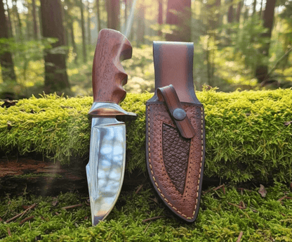 Handmade D2 Steel Custom Bowie Knife – 4.5 Razor-Sharp Blade, Padauk Wood Handle, Leather Sheath