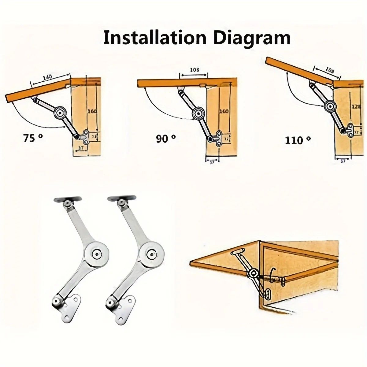 SatinNickel SoftClose Lid Support Hinge  Premium Folding Lid Stay 5