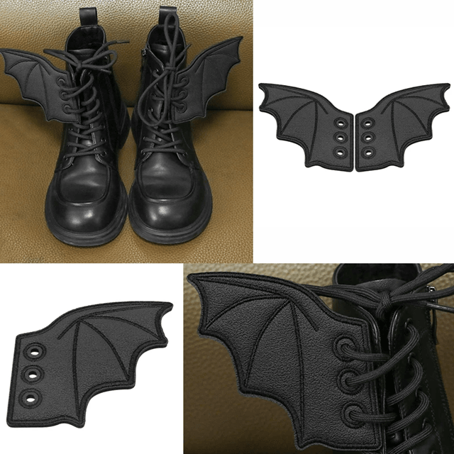 Bling Bat Wing Sneaker Charms  Embroidered DIY Shoe Accessory 2