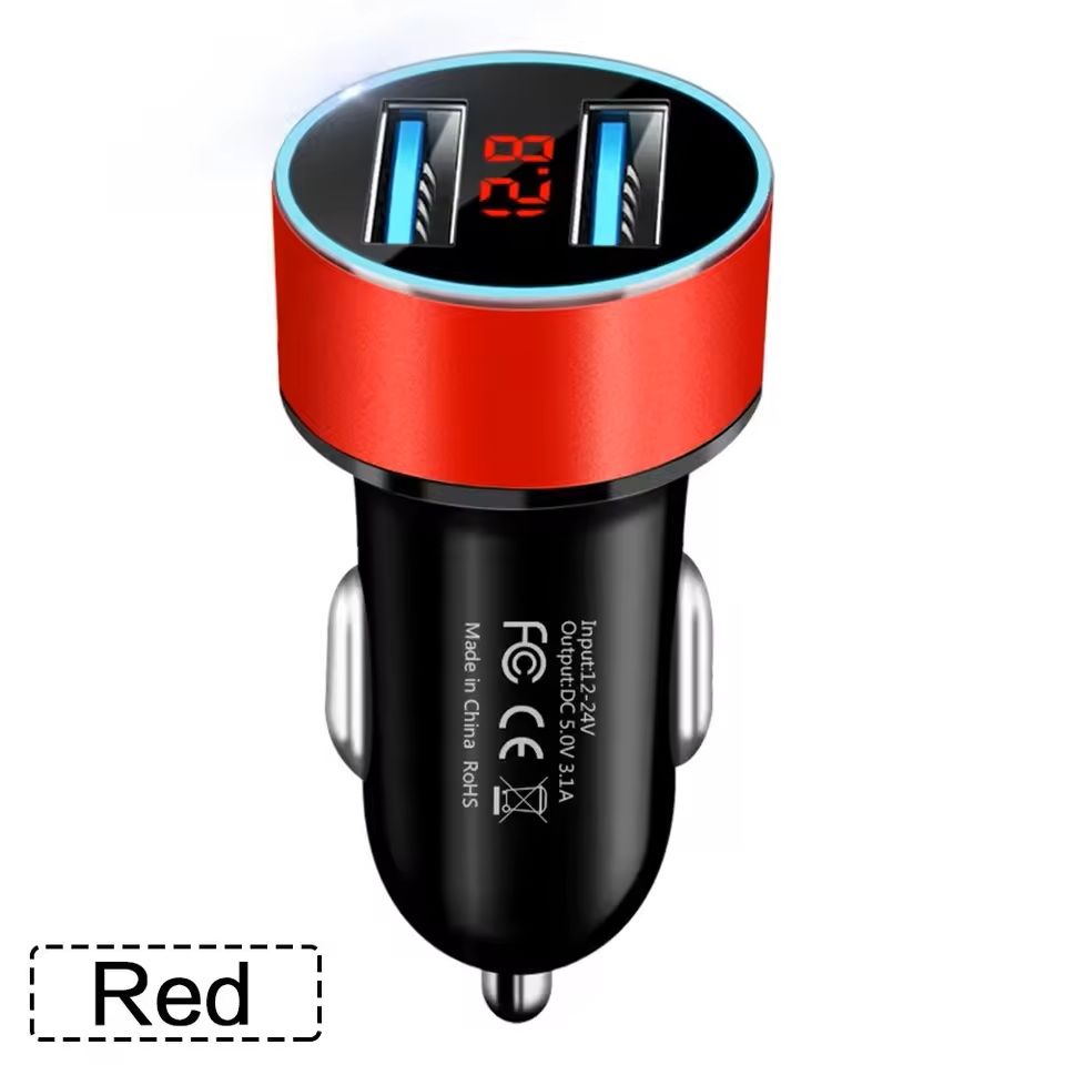 Dual USB Car Charger With LCD Voltmeter 31A For 12V 24V Vehicles 12