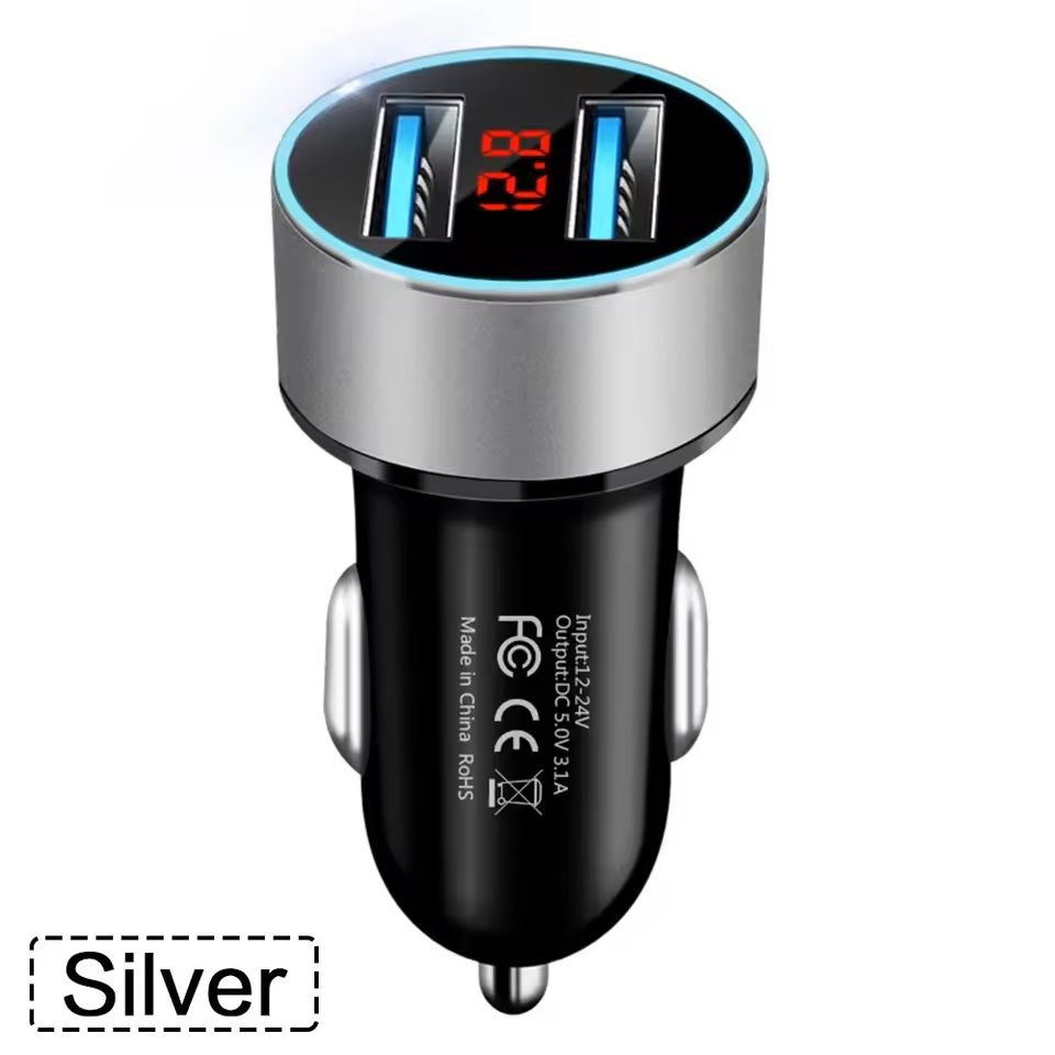 Dual USB Car Charger With LCD Voltmeter 31A For 12V 24V Vehicles 13