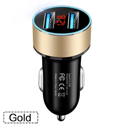 Dual USB Car Charger With LCD Voltmeter 31A For 12V 24V Vehicles 16