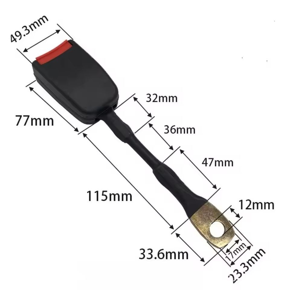 Durable Automotive Seat Belt Buckle Socket With 20CM Steel Wire Base 1