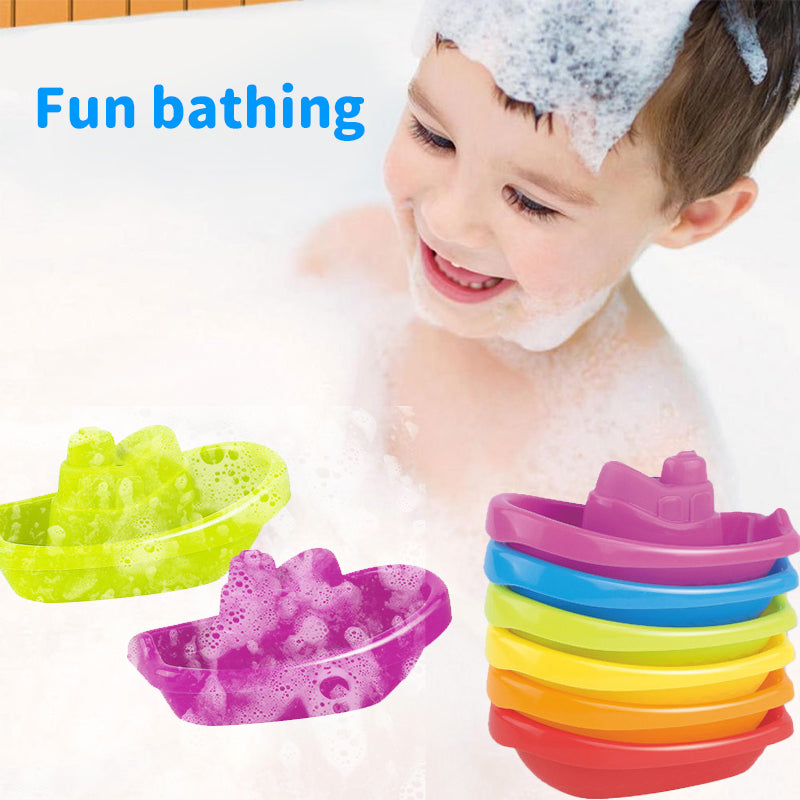 Boat Shaped Stacked Cup Montessori Children Toys, Baby Bath Toys Colorful Stacking Cups Folding Tower Toys Gift