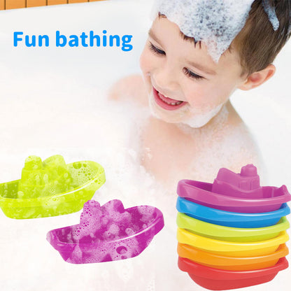 Boat Shaped Stacked Cup Montessori Children Toys, Baby Bath Toys Colorful Stacking Cups Folding Tower Toys Gift