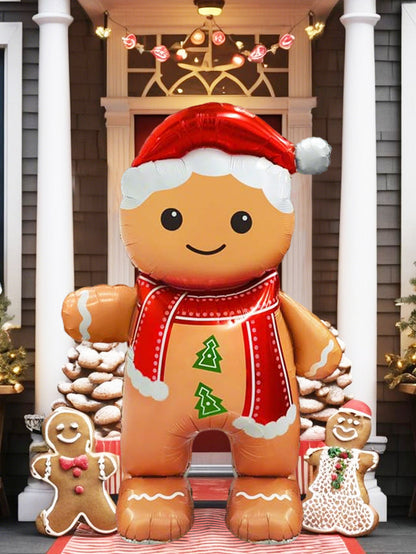 Standing Smiling Gingerbread Man Aluminum Foil Balloon Christmas Party Decoration Festive New Year  3