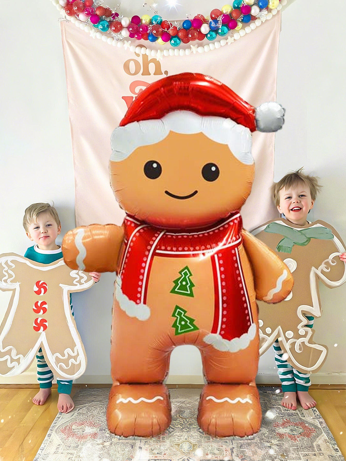 Standing Smiling Gingerbread Man Aluminum Foil Balloon Christmas Party Decoration Festive New Year  4