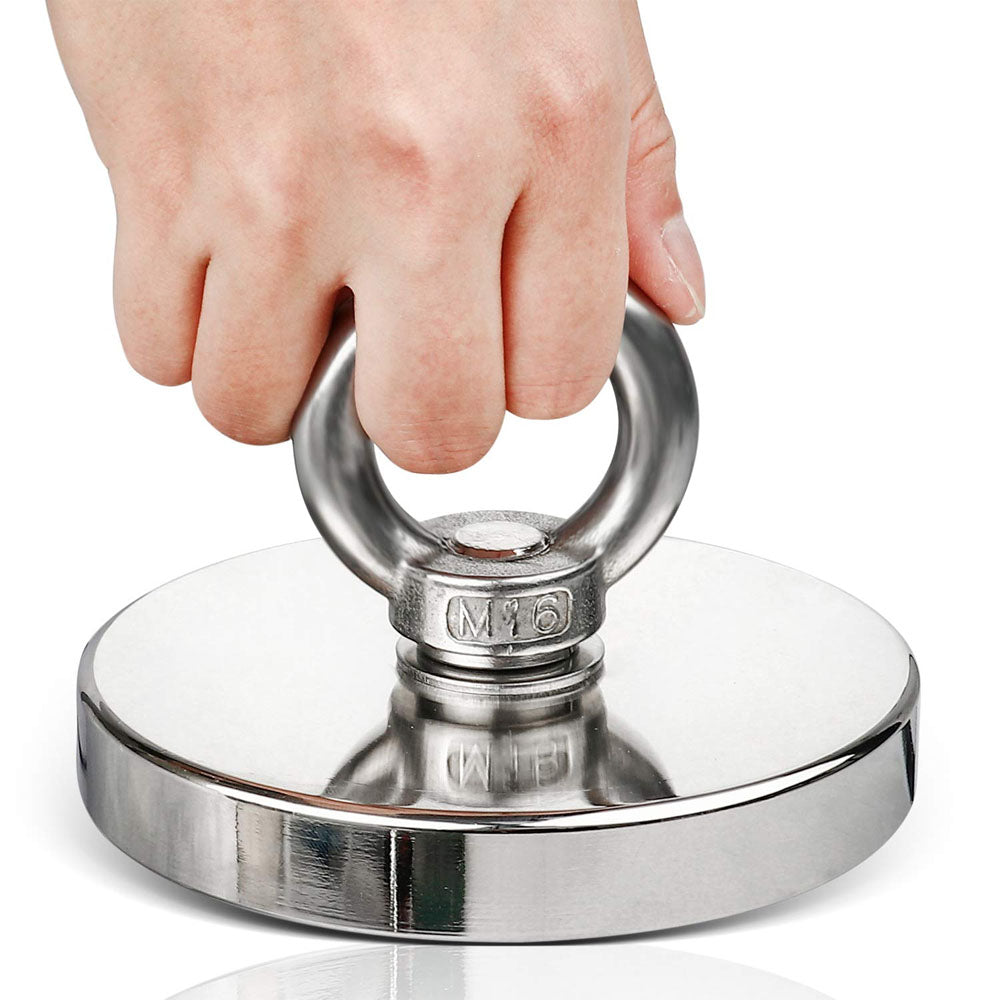 Super Strong Neodymium Fishing Magnets, Heavy Duty Magnet with Countersunk Hole, Eye Bolt for Salvage, Magnetic Fishing