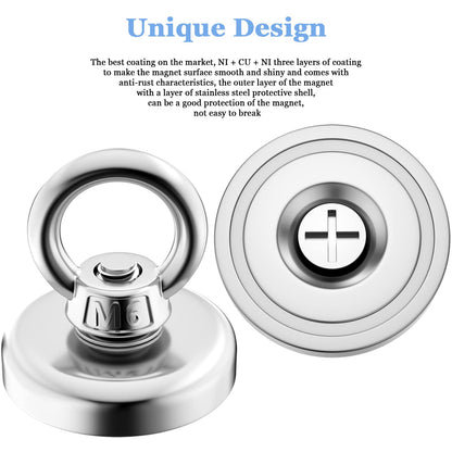 Super Strong Neodymium Fishing Magnets Heavy Duty Magnet With Countersunk Hole Eye Bolt For Salvage 2