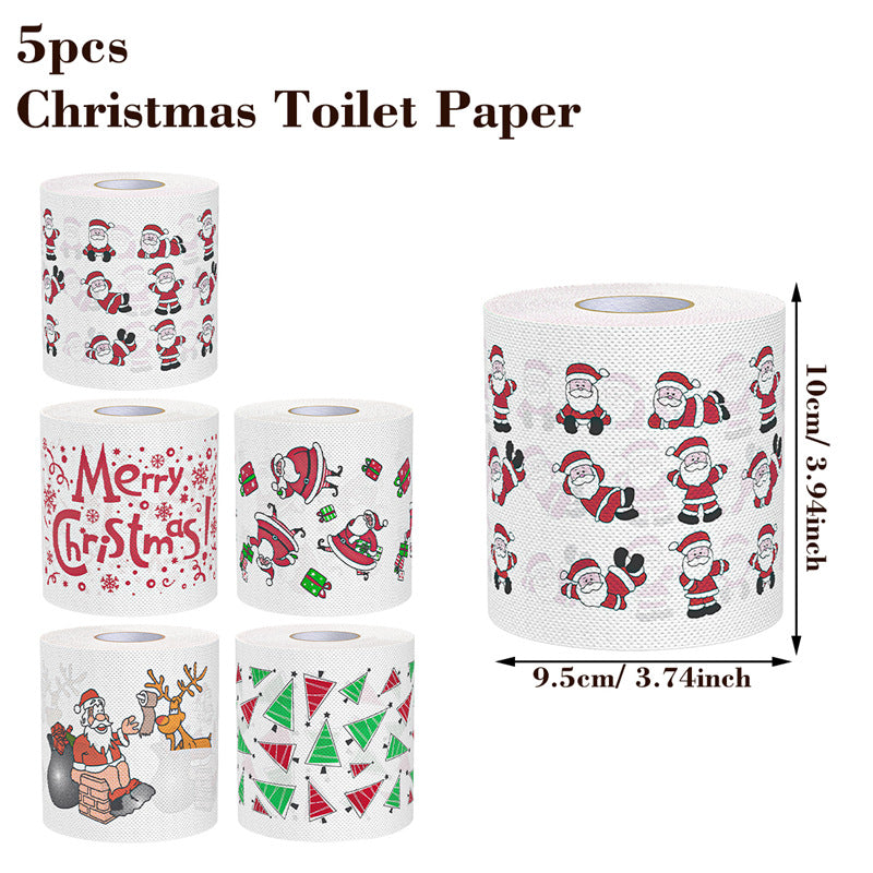 Christmas Toilet Roll Paper, Happy New Year, Xmas Tissue Roll, Christmas Supplies, Napkin Kitchen Tool, Home Decoration