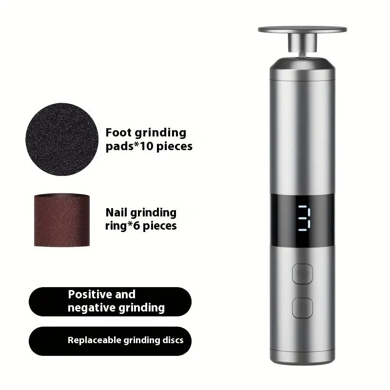 LCD display screen care tool, interchangeable heads set fast charging device with 3-speed adjustment for hand foot care