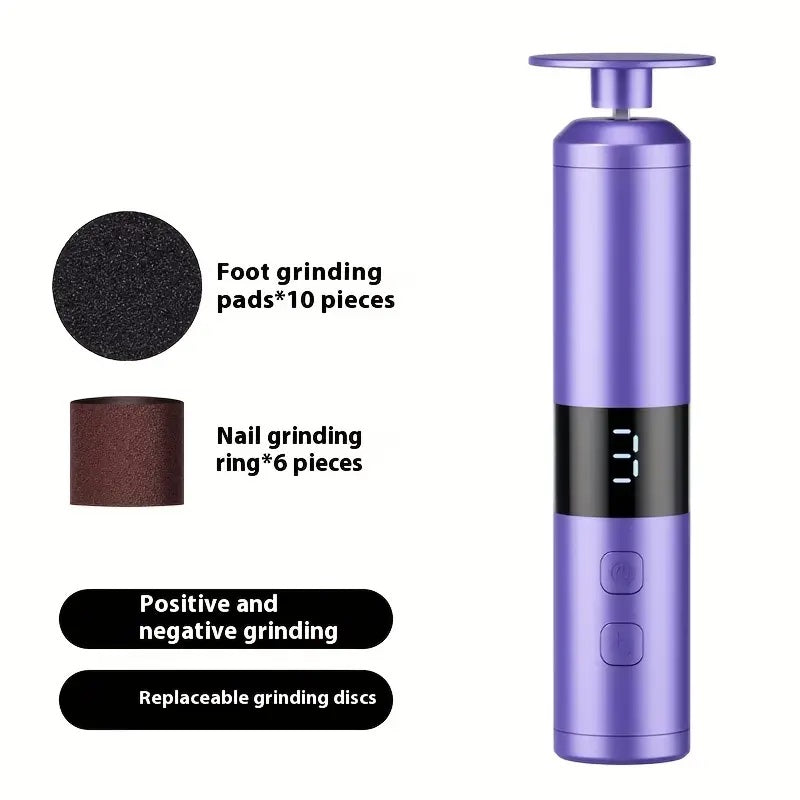 LCD display screen care tool, interchangeable heads set fast charging device with 3-speed adjustment for hand foot care