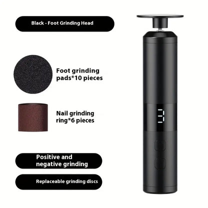 LCD display screen care tool, interchangeable heads set fast charging device with 3-speed adjustment for hand foot care