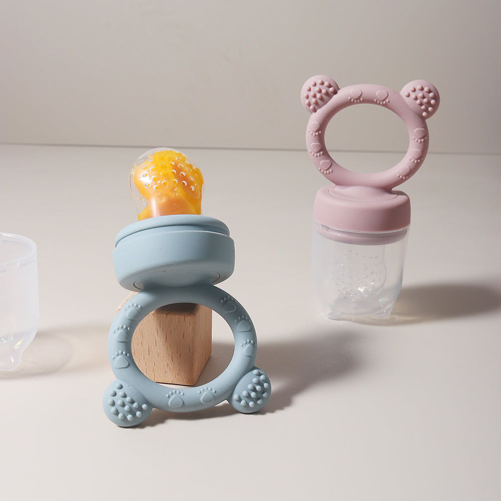 Cute Cartoon Design Baby Silicone Fruit Feeder Chewable Soft Teether Fresh Fruits Bite And Explore  1