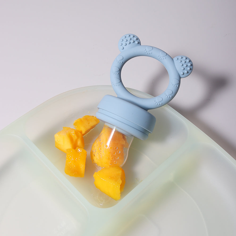 Cute Cartoon Design Baby Silicone Fruit Feeder Chewable Soft Teether Fresh Fruits Bite And Explore  2