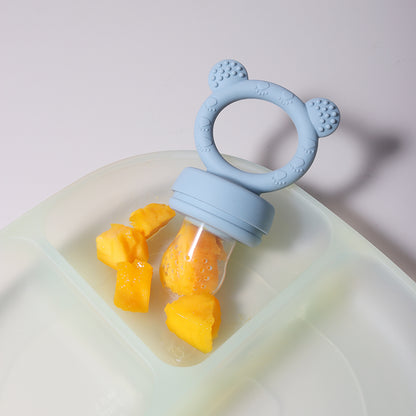 Cute Cartoon Design Baby Silicone Fruit Feeder Chewable Soft Teether Fresh Fruits Bite And Explore  2