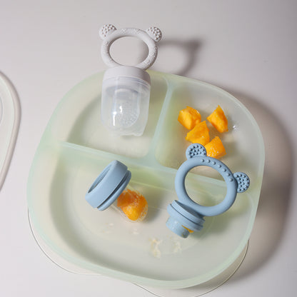 Cute Cartoon Design Baby Silicone Fruit Feeder Chewable Soft Teether Fresh Fruits Bite And Explore  3