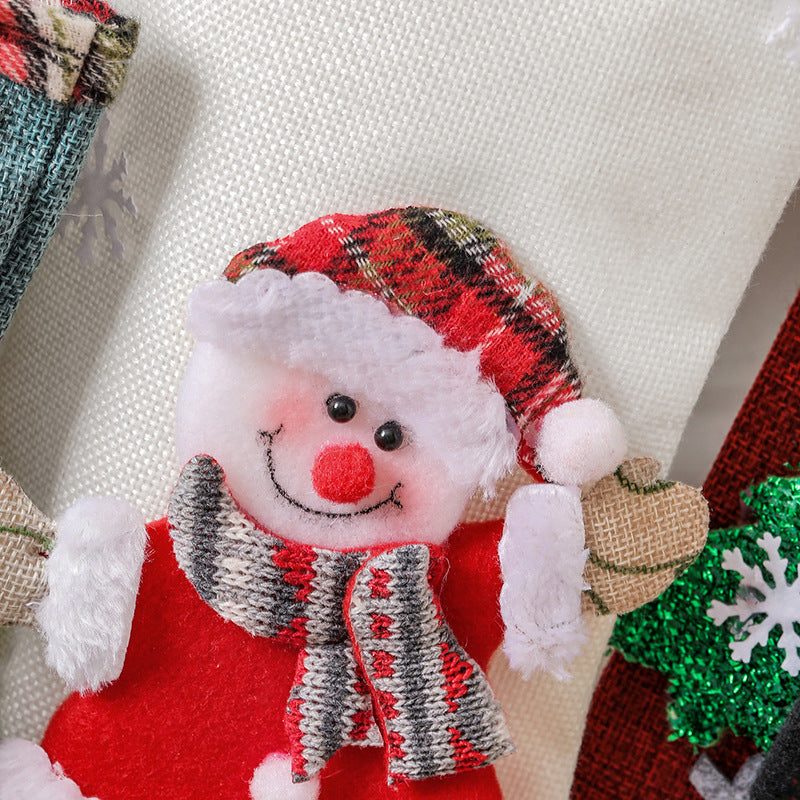 Christmas Stockings Set Santa Snowman Plush For Navidad Sock Christmas Ornament Candy Gift Bag Part 3