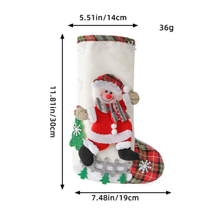 Christmas Stockings Set Santa Snowman Plush For Navidad Sock Christmas Ornament Candy Gift Bag Part 5