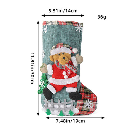 Christmas Stockings Set Santa Snowman Plush For Navidad Sock Christmas Ornament Candy Gift Bag Part 7