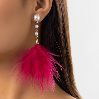 Trend Party Jewelry Gift Tassel Drop Earrings For Women Fashion Imitation Pearl Earrings Salircon B 8