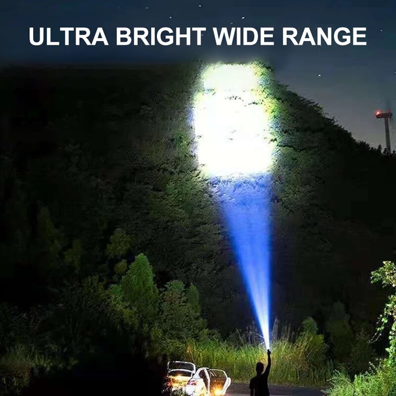 High Power LED Flashlights Portable Hand Lantern Rechargeable Camping Torch With Side Light Lamp Be 2