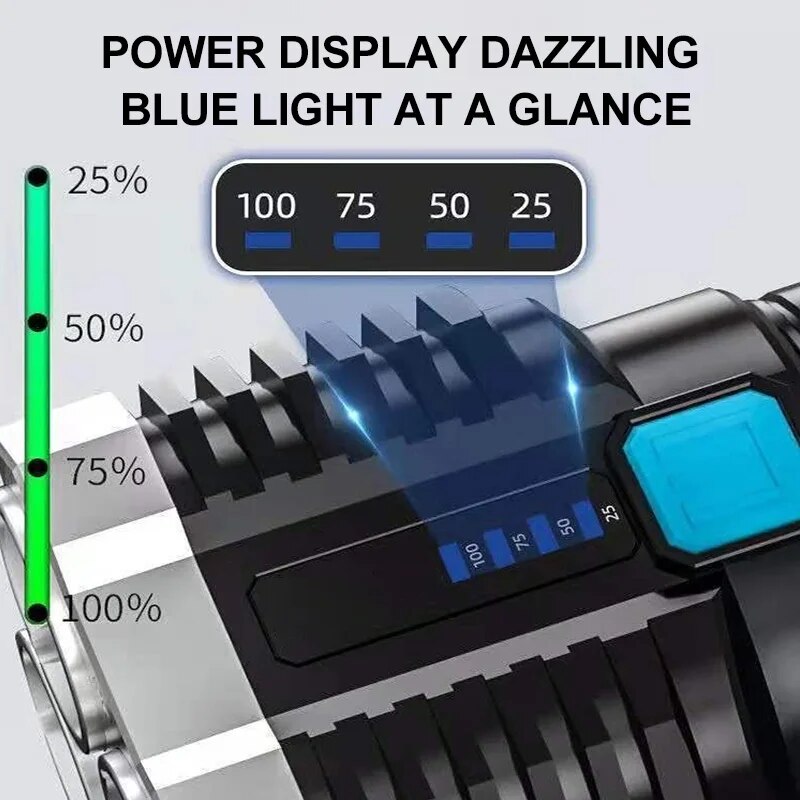 High Power LED Flashlights Portable Hand Lantern Rechargeable Camping Torch With Side Light Lamp Be 4