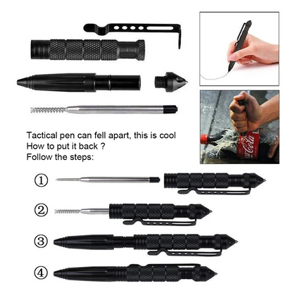 Multi Functional Metal Tactical Pen Anti Skid Grip Emergency Glass Breaker Tool Self Defence Suppli 3