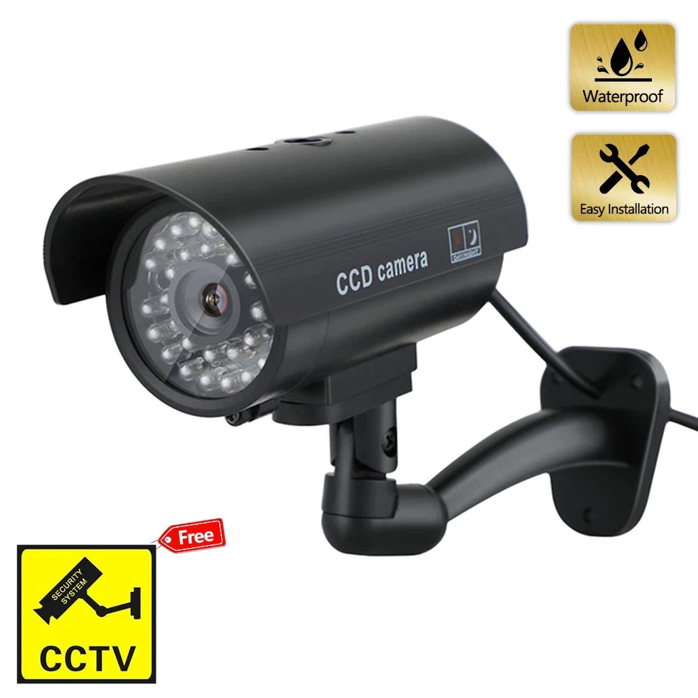 HONTUSEC Fake Bullet Camera Security CCTV Camera Waterproof Emulational IR LED Flash Red Led Dummy  2