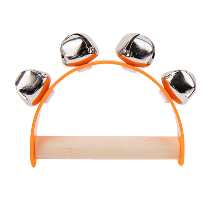 Children Musical Orff Instruments Clapper, Wooden Half Round Hand Ringing Bell, Handle Educational Fun Toys