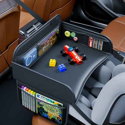 Child Car Dining Drawing Table, Leather Safety Seat Tray, Backseat Children Table, Tool Toys Phone Storage Pocket