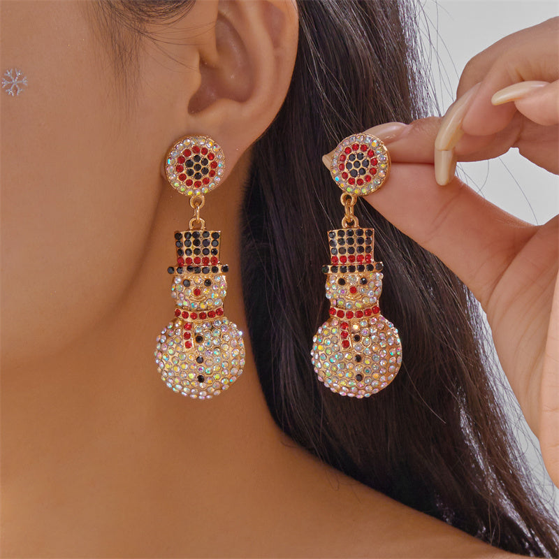 Exquisite Rhinestone Pearl Holiday Jewelry Gift, Santa Claus Elk Snowman Earrings For Women, New Creative Design