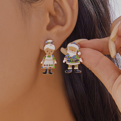 Exquisite Rhinestone Pearl Holiday Jewelry Gift, Santa Claus Elk Snowman Earrings For Women, New Creative Design