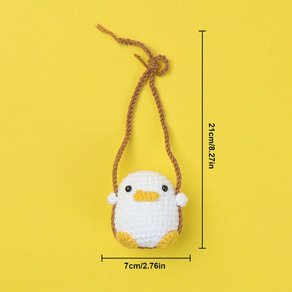 Soft Yarn Crafted Rearview Mirror Decor Cute Crochet Animal Car Pendant Frog And Duckling Design Un 3