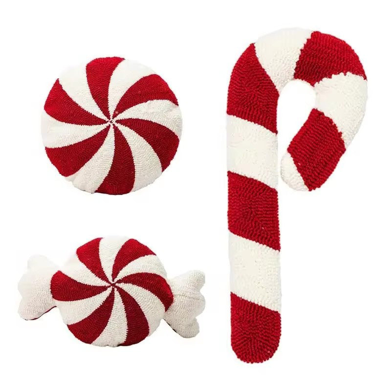 Christmas Candy Cane Throw Pillow Soft Sofa Cushion, Heteromorphic Decorative Pillow, Doll for Christmas Decoration