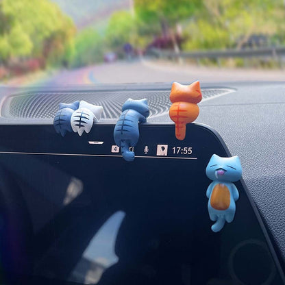 Model Toy Cat Figurines Micro Landscape PVC Doll, Cartoon Car Dashboard Ornament