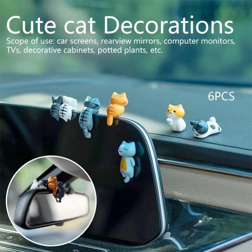 Model Toy Cat Figurines Micro Landscape PVC Doll Cartoon Car Dashboard Ornament 4
