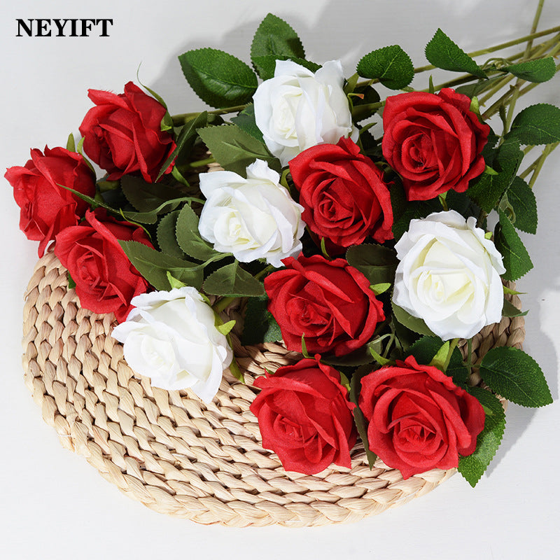 Roses Artificial Flowers, Branch Artificial Red Roses, Realistic Rose Flower, Fake Rose for Wedding Home Decor