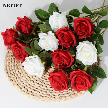 Roses Artificial Flowers, Branch Artificial Red Roses, Realistic Rose Flower, Fake Rose for Wedding Home Decor