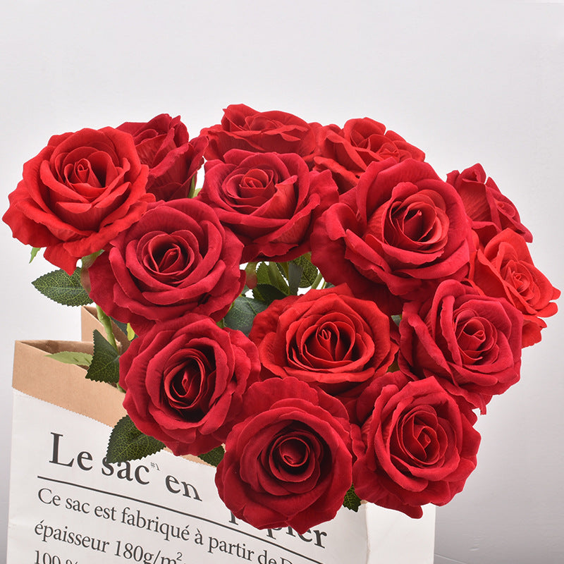 Roses Artificial Flowers, Branch Artificial Red Roses, Realistic Rose Flower, Fake Rose for Wedding Home Decor