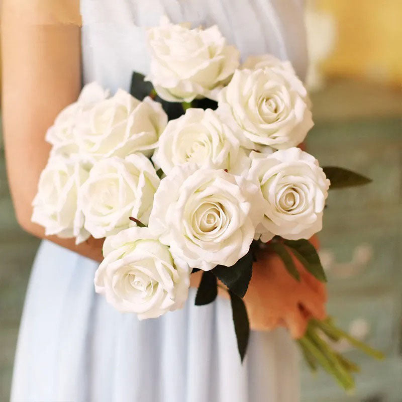 Roses Artificial Flowers, Branch Artificial Red Roses, Realistic Rose Flower, Fake Rose for Wedding Home Decor