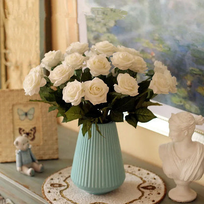 Roses Artificial Flowers, Branch Artificial Red Roses, Realistic Rose Flower, Fake Rose for Wedding Home Decor