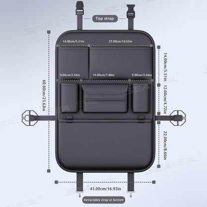 Waterproof Anti Kick Pad Car Backseat Organizer 6 Pocket Car Seat Back Storage Bag Wear Resistant T 4
