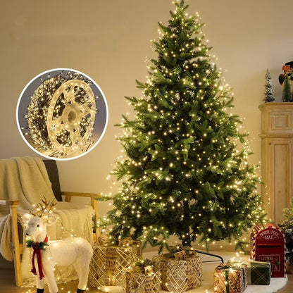 Outdoor Copper Wire Lights Christmas Tree String, Remote Control Starry Sky Flower Wreath Decorative Lights