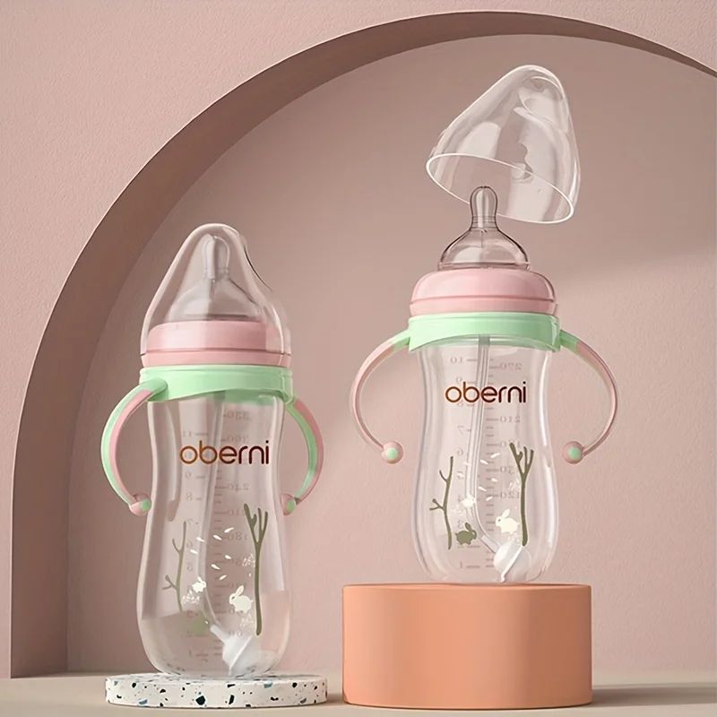 Sippy Bottle For Infants AntiDrop Soft Nipple Baby Bottle With Handle Water Formula Milk Feeding 2