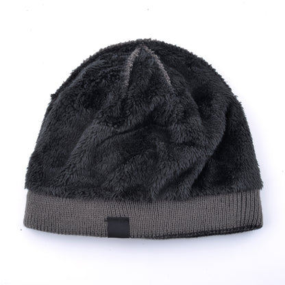Mens Winter Thick Beanie Hat Skullies Beanies Knitted Striped Hats Double Layer Solid Color Velvet  3