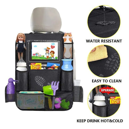 MultiPocket Car Backseat Organizer Seat Protector With Tablet Holder For Kids Pets 3