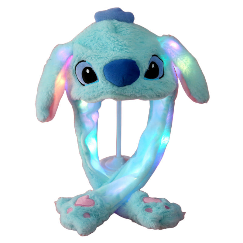 LED Plush Bunny Hat, Kuromi Hello Kitty Moving Ears, Glowing Rabbit Hat for Girls, Halloween Party Accessories